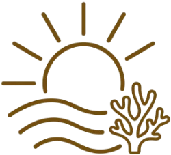 Sun over water waves icon