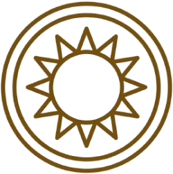 Sun inside double rings icon